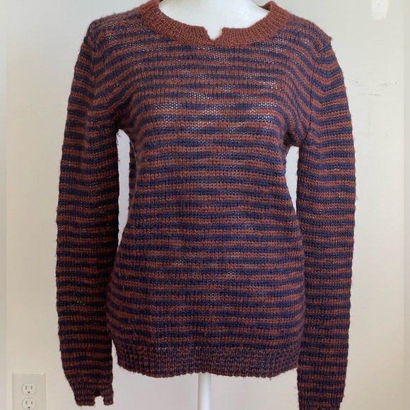 Theory Brown and Navy Stripped Sweater Size Small Petite. - Picture 1 of 6